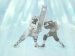 fighting under a waterfall-like scene